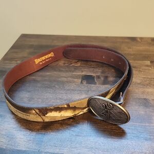 Browning Realtree Men's Brown and Tan Camouflage Leather Belt Priced To Sell!!